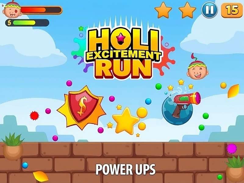 Holi Excitement Run Power-Ups Holi Excitement Run power-ups including color shield and water gun boost