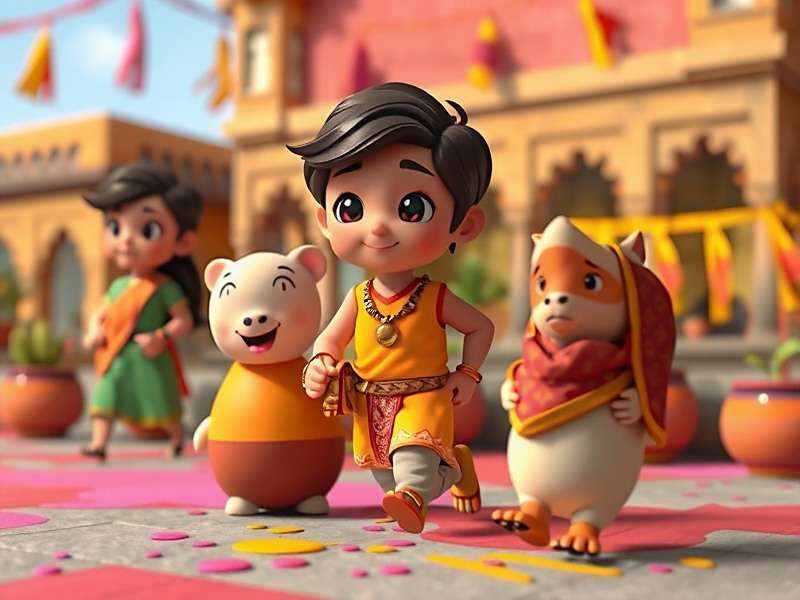 Holi Excitement Run Characters Holi Excitement Run playable characters in traditional Indian attire